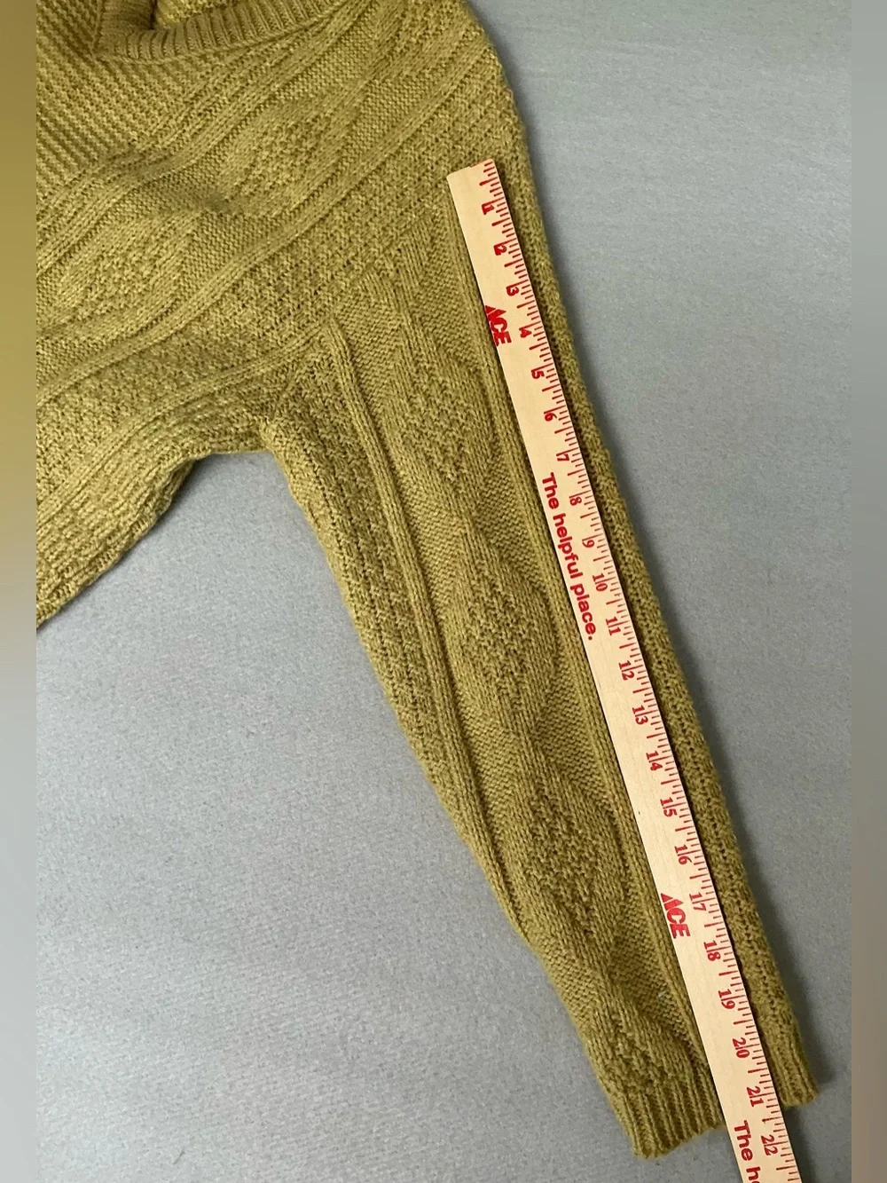 Vintage Campus Men Sz 18 XL Yellow Cable Knit V-Neck Sweater Made In USA Grandpa